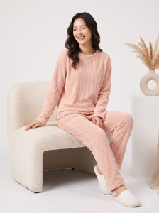 Lugo Women Self Design Pink Night Suit