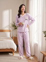 Lugo Women Self Design Purple Night Suit