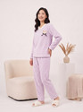 Lugo Women Self Design Purple Night Suit