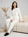 Lugo Women Self Design White Night Suit