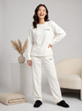 Lugo Women Self Design White Night Suit