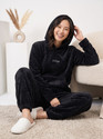 Lugo Women Printed Black Night Suit Set