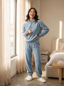 Lugo Women Solid Blue Night Suit Set