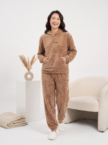 lugo women solid brown night suit set