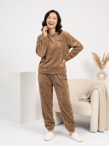 lugo women solid brown night suit set