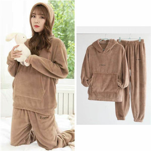 lugo women night suit set brown solid