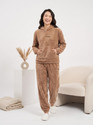 Lugo Women Solid Brown Night Suit Set