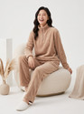Lugo Women Solid Brown Night Suit Set