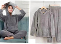 Lugo Women Night Suit Set Grey Solid