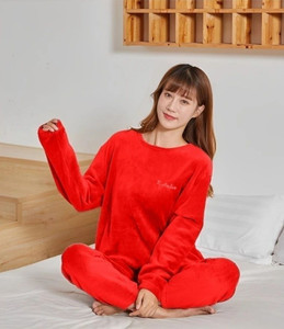 lugo women night suit set red solid