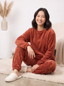 Lugo Women Solid Red Night Suit Set