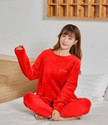Lugo Women Night Suit Set Red Solid