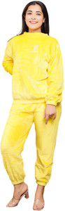 lugo women night suit set yellow solid