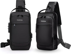 luhi small 6 l laptop backpack sling bag stylish waterproof crossbody bag lock usb charging port for men women black