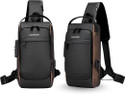 LUHI Small 6 L Laptop Backpack Sling Bag Stylish Waterproof Crossbody Bag Lock USB Charging Port for Men Women (Beige)