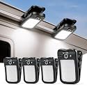 LUHLEE Clip-On RV Solar Lights – 800LM RV Bumper Cap Light with Digital Display, No-Drill Exterior Lighting for RVs, Campers, Trailers & Awnings (Black，4 Pack)