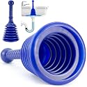 Luigi's Sink Plunger Kitchen - Sink Plunger Bathroom - Drain Bathtub or Shower - Small and Powerful Clog Remover - Commercial Style "Plumbers Plungers" with Large Bellows - Blue - Small