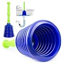 Luigi's Sink Plunger Kitchen - Sink Plunger Bathroom - Drain Bathtub or Shower - Large and Powerful Clog Remover - Commercial Style Plumbers Plungers with Large Bellows - Blue Green - Grande