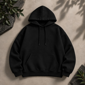 LUKKSLYN Men Full Sleeve Solid Hooded Sweatshirt