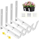 LukLoy Adjustable Window Box Brackets, 4 Pack Planter Box Brackets, White