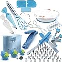 Lukzer 136 Pcs Cake Decorating &amp; Baking Kit with Rotating Cake Turntable, 55 Stainless Steel Piping &amp; Icing Nozzles, Reusable Piping Bags, Spatulas &amp; Bakeware Tools for Cake &amp; Cupcake Decoration