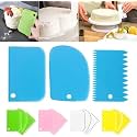 Lukzer 3PC Cake Scraper Set | Side Scraper, Dough Cutter &amp; Icing Fondant Decorating Tools | Cream, Frosting &amp; Icing Cake Smoother | 3 Different Pattern Edges | Random Colors