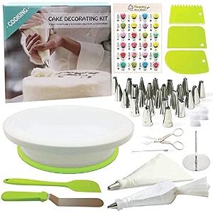 lukzer 46pc cake making supplies set cake decorating items baking and cake decoration accessories for beginners and professionals christmas new year gift for bakers multicolor