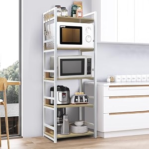 lukzer  mkr-005  white  5-layer multipurpose stand  space-saving storage organizer rack shelf for kitchen bedroom office garage shops salon amp kids room  166 x 60 x 39 cm  wood amp metal