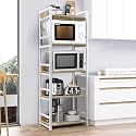 Lukzer | MKR-005 | White | 5-Layer Multipurpose Stand – Space-Saving Storage Organizer Rack Shelf for Kitchen, Bedroom, Office, Garage, Shops, Salon &amp; Kids Room | 166 x 60 x 39 cm | Wood &amp; Metal