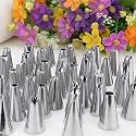 Lukzer Cake Decorating Nozzles Set of 21 Pcs Stainless Steel Icing Tips with Reusable Piping Bag &amp; Coupler | Frosting &amp; Sculpting Tools for Cupcakes, Cookies, Cakes &amp; Pastry Decorating