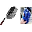 Lukzer Car Accessories Combo (2 PCS) – 1 Pc Microfiber Cleaning Retractable Brush Duster + 1 Pc Multipurpose Cleaning Sponge (Random Color) CH-143