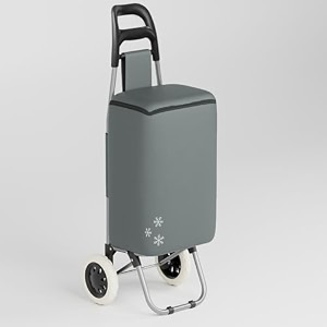 lukzer cooler bag shopping cart for grocery foldable trolley with wheels large amp light weight waterproof oxford fabric with multiple pockets grey945x34x34cm ch-124