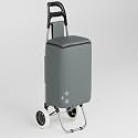 Lukzer Cooler Bag Shopping Cart for Grocery Foldable Trolley with Wheels Large &amp; Light Weight Waterproof Oxford Fabric with Multiple Pockets (Grey/94.5x34x34cm) CH-124