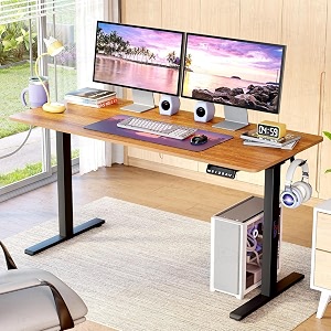 lukzer electric height adjustable desk  dual motor with memory controller sit-stand study table  ergonomic computer desk for work from home  1 year warranty est-002black amp oak brown140x60 cm