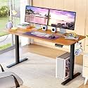 Lukzer Electric Height Adjustable Desk | Dual Motor with Memory Controller Sit-Stand Study Table | Ergonomic Computer Desk for Work from Home | 1 Year Warranty (EST-002/Black &amp; Oak Brown/140x60 cm)