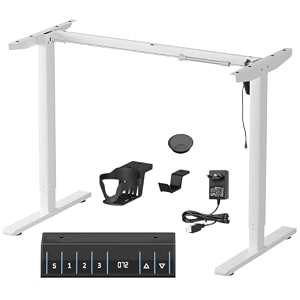 lukzer electric height adjustable desk frame with usb amp type-c port on control panel with 3 memory preset est-003uc-fwhite strong metal sit stand diy workstation 72-118 cm height 3-year warranty