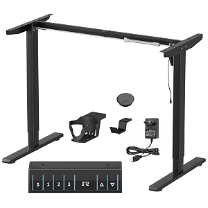 lukzer electric height adjustable desk frame with usb amp type-c port on control panel with 3 memory preset est-003uc-fblack strong metal sit stand diy workstation 72-118 cm height 3-year warranty