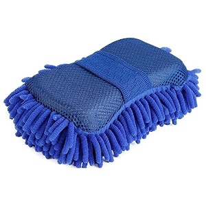 lukzer microfiber car wash sponge  chenille microfiber ultra soft scratch-free lint-free highly absorbent double-sided car cleaning sponge with hand strap  pack of 1 random color ch-418