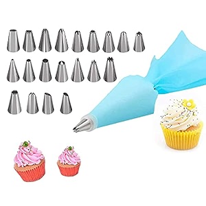 lukzer cake decorating nozzles set  pack of 2 42 stainless steel nozzles with piping bags amp couplers icing tips kit for cake cupcakes pastries cookies frosting amp baking decoration tools ch-102
