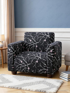 LUKZER Polyester 1 Seater Sofa Floral Cover