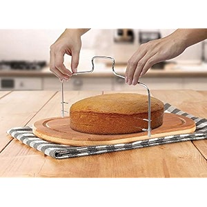 lukzer stainless steel cake cutter tool with adjustable wire  cutter for cake slicer amp leveller  precise cake layer cutter for baking pizza bread amp pastry decoration  kitchen bakeware tool