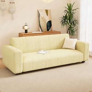 lukzer 2 seater pastel yellow zigzag pattern sofa cover  240 gsm universal stretch fit jacquard fabric couch protector  fully covered anti slip amp washable sofa cover 140-180cmsc-080-02