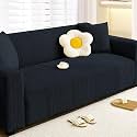 Lukzer Universal 2 Seater Polyester Sofa Cover with 1 Cushion Cover Soft Touching Flexible Stretch Slipcover (Pastel Marine Blue Zigzag Pattern/SC-139-02/140-180cms) (220 GSM)