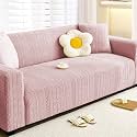 Lukzer Universal 1 Seater Jacquard Sofa Cover with 1 Cushion Cover Soft Touching Flexible Stretch Slipcover (Pastel Pink Zigzag Pattern/SC-078-01/90-140cm) (220 GSM)