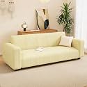 Lukzer 2 Seater Pastel Yellow Zigzag Pattern Sofa Cover | 240 GSM Universal Stretch Fit Jacquard Fabric Couch Protector | Fully Covered Anti Slip &amp; Washable Sofa Cover (140-180cm/SC-080-02)