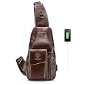 LUKZIJAES Genuine Leather Sling Bag for Men