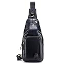 LUKZIJAES Genuine Leather Sling Bag for Men