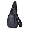 LUKZIJAES Genuine Leather Sling Bag for Men