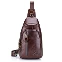 LUKZIJAES Genuine Leather Sling Bag for Men