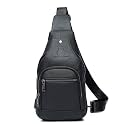 LUKZIJAES Genuine Leather Sling Bag for Men
